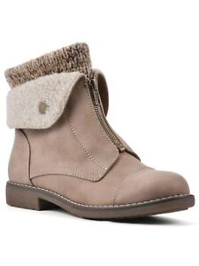CLIFFS BY WHITE MOUNTAIN Womens Beige Sweater Trim Hiking Boots 9 M