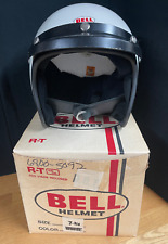 New ListingVintage 1976 Bell R-T White Motorcycle Helmet & Visor w/Original Box Size 7 3/4