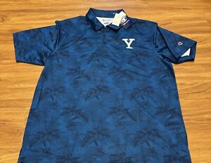 YALE Mens CHAMPION Polo Shirt XL NEW w/tags NWT Tropical Hawaiian Pattern