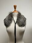Coach Silver Fox Fur Scarf Collar Winter Stole with Ties 83189, $598