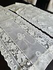 PAIR Off White Cotton Filet Lace Curtain Panels Made in America 2 Panel Set
