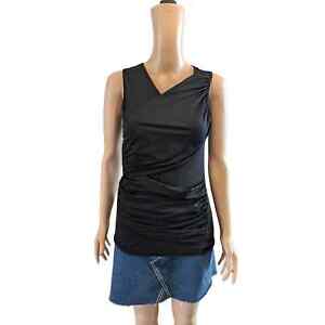 CAbi Size XS 261 Double Drape Black Sleeveless Knit Top