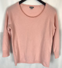 Ann Taylor Cashmere Sweater Sz M Pink Pullover 3/4 Length Sleeve