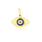 Evil Eye Greek Eye 18k Solid Yellow Gold Pendant for Necklace for Girls Women