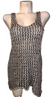 CABI Top Sz M #488 Black Marled Oreo Tape Yarn Knit Sleeveless Pullover Sweater