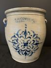 Late 1800’s F.H. Cowden Cobalt Blue Snowflake Decorated 2-Gal Stoneware Crock