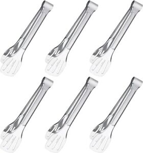 Serving Tongs 7Inch Buffet Tongs Stainless Steel Food Tong Small Serving U 6Pcs
