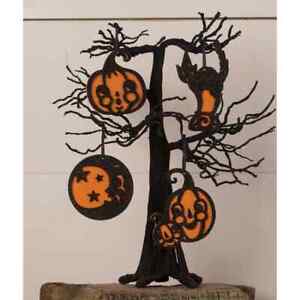Johanna Parker Halloween Jolly Pumpkin Black Cat Moon Jack Ornament Set x4