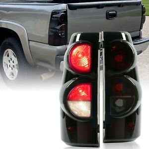 For 1999-2006 Chevy Silverado 1500 2500 3500 Tail Lights Pair Lamps Black Smoke (For: 2000 Chevrolet Silverado 1500)