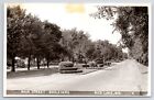 Rice Lake Wisconsin~Main Street Boulevard~Hedges in Center~1940s RPPC