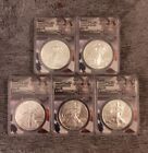 Group Lot Of 5 - 2021 1oz Silver Eagle ANACS MS70 First Strike  Type 1