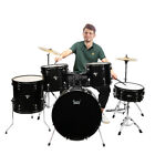 Glarry Full Size Adult Drum Set 5-Piece Black with Bass Drum Stool Pedal Sticks