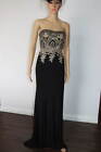 Beautiful Black And Gold Embroidered Gown Evening Bridal Prom Dress Size S?