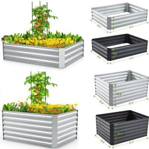 Quictent Outdoor Metal Raised Garden Bed Galvanized Planter Vegetable Grow Box