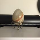 Vintage Onyx Marble Natural Polished Stone Egg With Stand