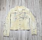 Woman’s Scully Fringe and Beaded Boar Suede Fawn Leather Jacket Sz Small