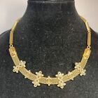 CAbi Clear Rhinestones Gold Tone Statement Convertible Necklace Bracelet