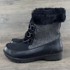 JBU Southgate Women's Snow Boots Size 9 Black Faux Fir Lace Up
