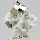 PYRITE CUBE IN MATRIX Specimen Crystal Cluster Mineral SPAIN w/ ID card