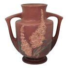 Roseville Foxglove Pink 1942 Vintage Art Deco Pottery Ceramic Handled Vase 46-7