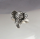 Antique Style Silver 3D Elephant Head Adjustable Ring