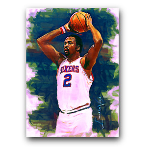 Moses Malone #4 Art Card Limited 21/25 Edward Vela Signed (Philadelphia 76ers)