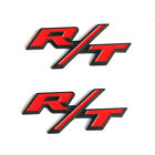2x OEM RT R/T Emblems for Challenger Charger Chrysler RT R/T Black red