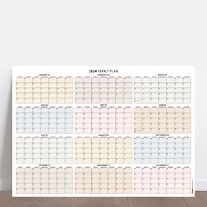 2024 Wall Calendar, SUNDAY Start, Wall Planner, 2024 Year Planner, 70x100cm