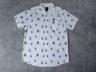 RVCA Dress Shirt Mens XL Slim Fit White Abstract AOP All Over Print Button Up