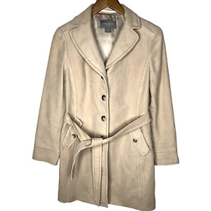 Ann Taylor Petite Small Cotton Trench Coat Belted Classic Khaki Tan Beige 2 4 PS