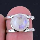 Gift For Women Cluster Ring Size 6.5 925 Silver Natural Rainbow Moonstone