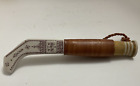 Sami Knife Reindeer Horn and Leather Signed Scandavian 7 inches Artist Signed