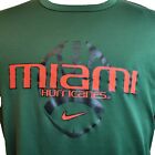 Nike Fit Dry Miami Hurricanes Men's L Green Graphic Print Short Sleeve T-shirt