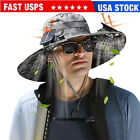 Wide Brim Solar Fan Outdoor Fishing Hat, Sunscreen Sun Hat with Fan - US