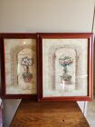 Set of 2 Rose Floral Topiary Framed Pictures Art Wall Decor Gallery Shabby Chic