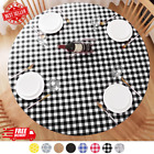 Round Tablecloth Fitted Round Plastic Vinyl Table Cloths With Flannel Backing An