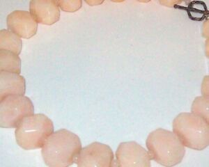 Vtg Pink Beige Quartz Large Chunky Bead Choker Necklace