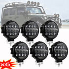 6x 7'' Round LED Work Light Bar DRL Combo Pods Off road Driving Lights 4WD Black