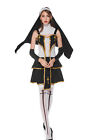 Women's Gold Cross White Black Nun Dress Halloween Cosplay Costume Fancy Dress