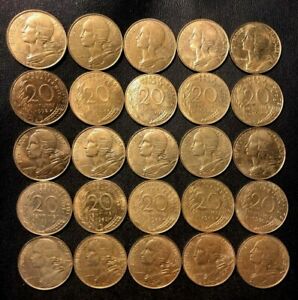 OLD France Coin Lot - 25 Coins - 5/10/20 Centimes - Your Choice - FREE SHIPPING