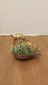 Vintage Cloisonné Bird Figurine Multi Color Enamel Metal Ornament Nyco