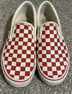 VANS Off The Wall Red & White Checkered Slip On Sneakers Mens Size US 8 US W 9.5