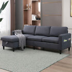 86inch Sectional Sofa Couch, L-Shaped Couch with Storage Ottoman for Living Room
