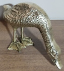 Heavy Vintage Brass Standing Goose Figurine Paperweight Outstretched Neck 1lb8oz