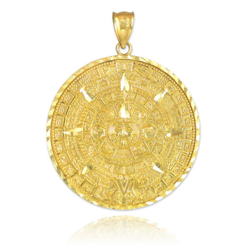 Gold Aztec Mayan Sun Calendar Pendant (S/M/L)