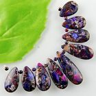 Wholesale 9pcs Beautiful Purple Sea Sediment Jasper & Pyrite Pendant Bead Set