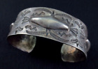 Antique Navajo Bracelet - Coin Silver Cuff - Large
