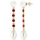 11 Carat 14K Solid Gold pearly View Ruby pearl Earrings