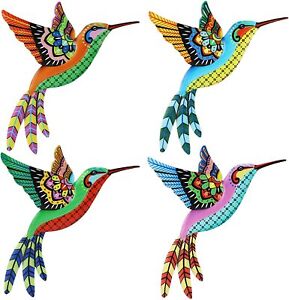 4X Metal Hummingbird Wall Decor 3D Colorful Birds Outdoor Wall Sculpture Decor