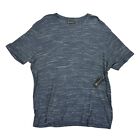 INC Mens Classic Fit Marled Waffle Knit Short Sleeve T-Shirt Blue L